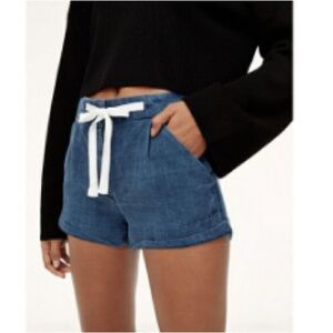 Aritzia Wilfred Blue Linen Shorts